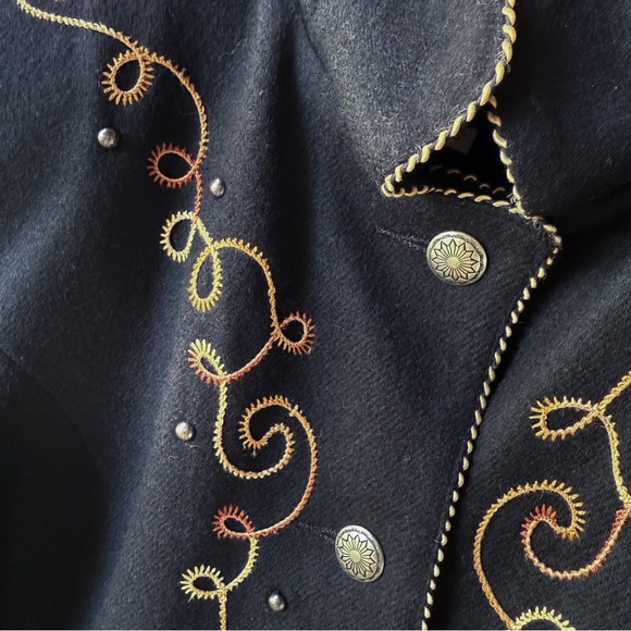 Vintage North American Frontier Western Wool Jacket Fringe Embroidered sz S USA - Picture 6 of 12